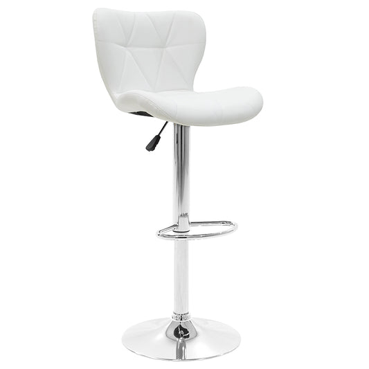 Bar stool Cozi pakoworld adjustable height chrome metal with PVC in white