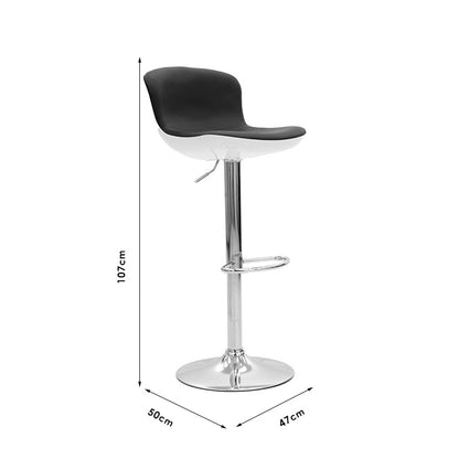 Bar stool Cosy I pakoworld PP/PU blackwhite-metal chrome