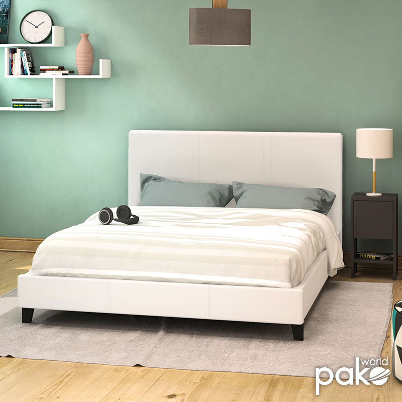 Double bed Nevil pakoworld PU white matte 150x200