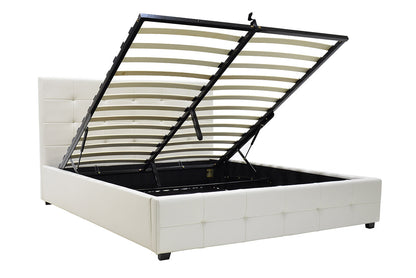 Double bed Roi pakoworld PU with storage space in white matte 160x200