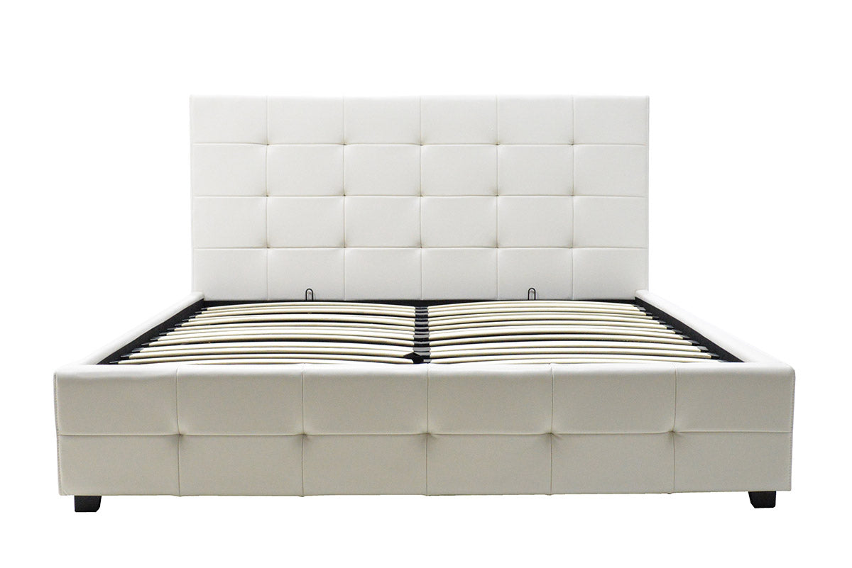 Double bed Roi pakoworld PU with storage space in white matte 160x200