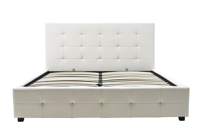 Double bed Roi pakoworld PU with storage space in white matte 160x200