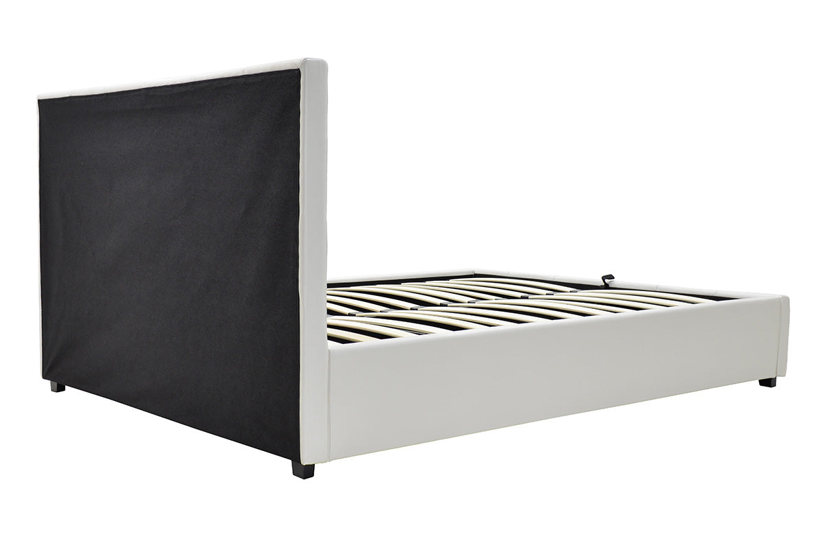 Double bed Roi pakoworld PU with storage space in white matte 160x200