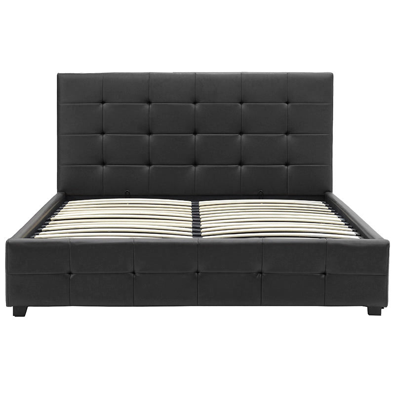 Double bed Roi pakoworld PU with storage space in black matte 160x200