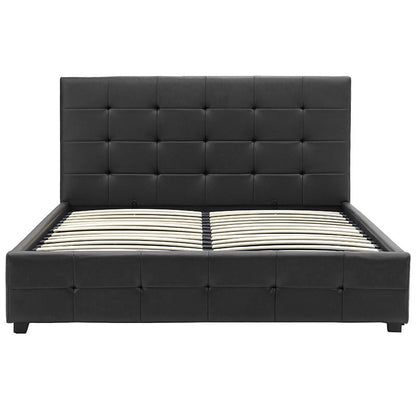 Double bed Roi pakoworld PU with storage space in black matte 160x200