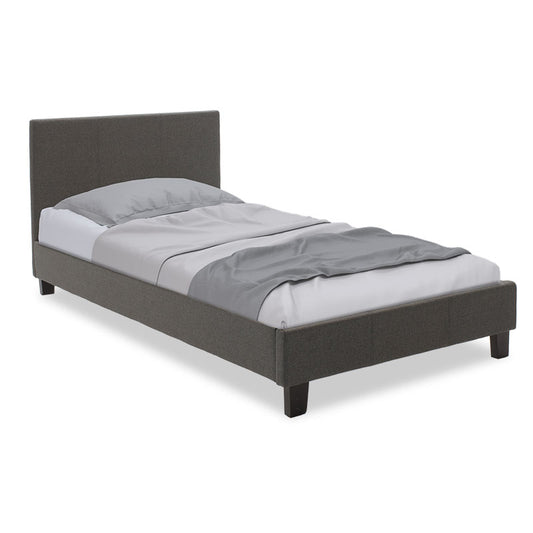 Bed Nevil pakoworld in dark grey fabric 100x200cm