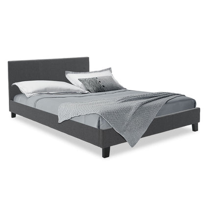 Double bed Nevil pakoworld in dark grey fabric 150x200cm