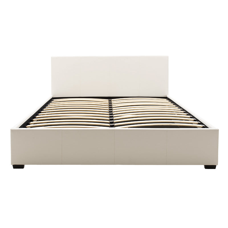 Double bed Norse pakoworld PU with storage space in white matte 160x200cm