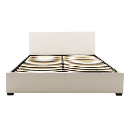 Double bed Norse pakoworld PU with storage space in white matte 160x200cm