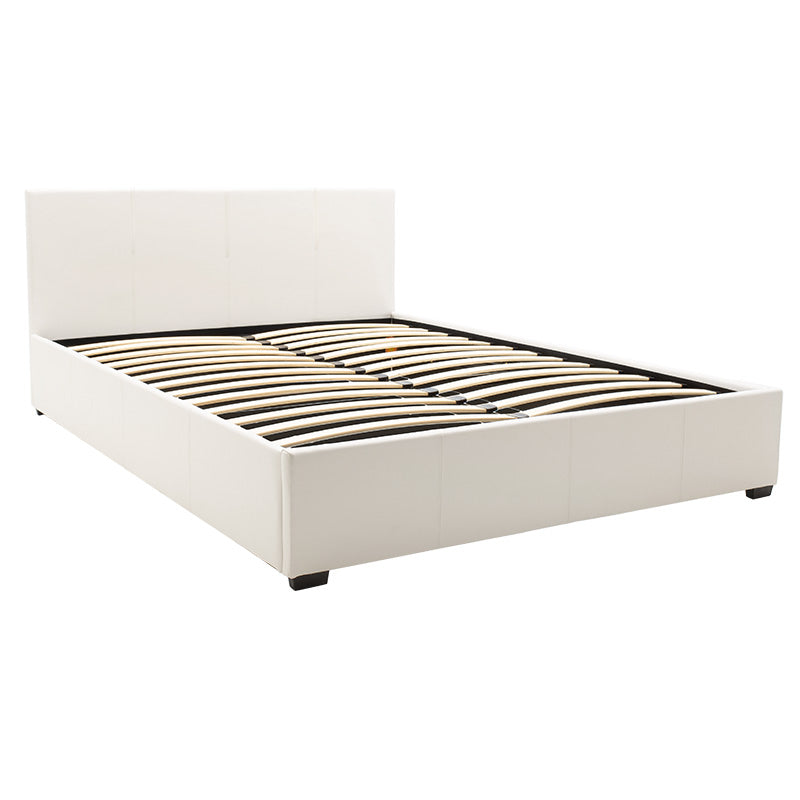 Double bed Norse pakoworld PU with storage space in white matte 160x200cm