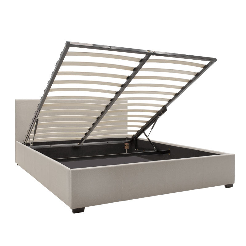 Double bed Norse with storage in ivory fabric 160x200cm