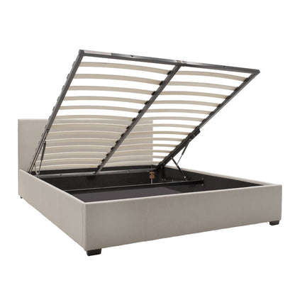 Double bed Norse with storage in ivory fabric 160x200cm