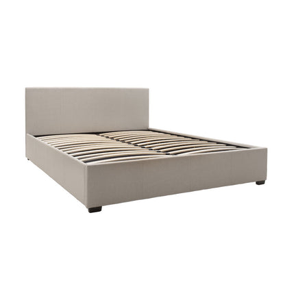 Double bed Norse with storage in ivory fabric 160x200cm