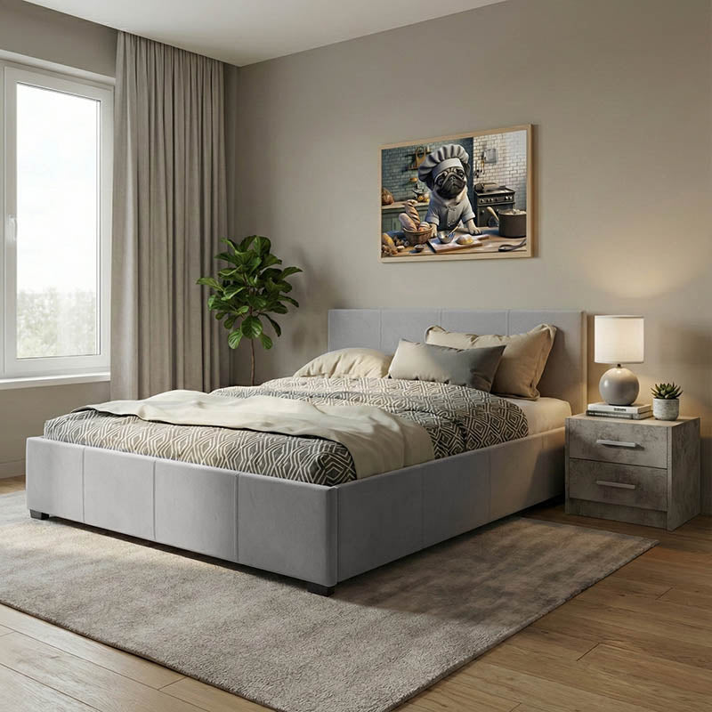 Double bed Norse pakoworld PU with storage space in grey matte 160x200cm