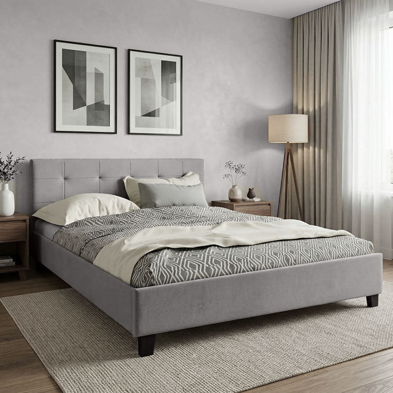 Double bed Mago pakoworld pu in gray matte 150x200cm