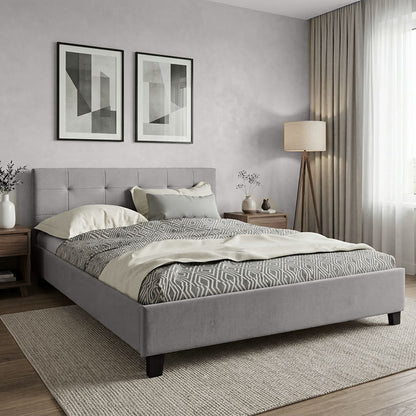 Double bed Mago pakoworld pu in gray matte 150x200cm
