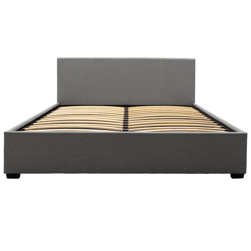 Double bed Norse pakoworld fabric with storage space in dark grey in matte 160x200cm