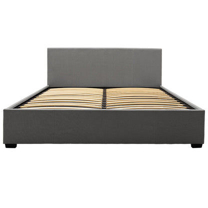 Double bed Norse pakoworld fabric with storage space in dark grey in matte 160x200cm