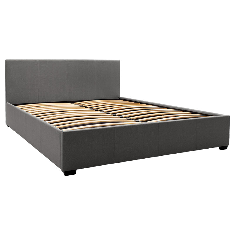 Double bed Norse pakoworld fabric with storage space in dark grey in matte 160x200cm