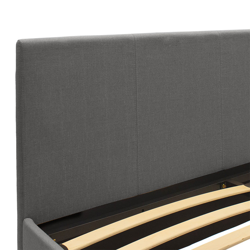 Double bed Norse pakoworld fabric with storage space in dark grey in matte 160x200cm