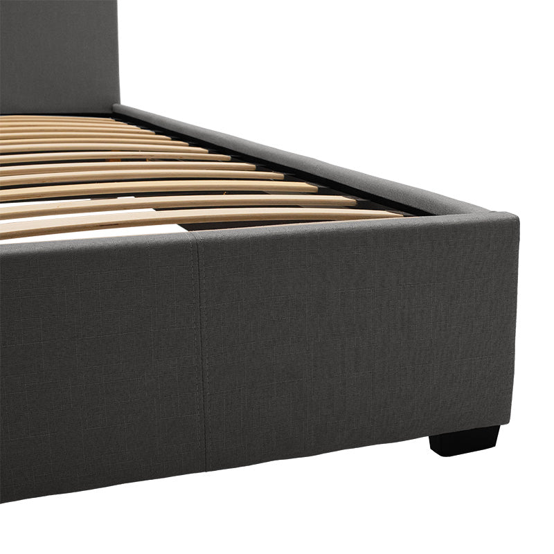 Double bed Norse pakoworld fabric with storage space in dark grey in matte 160x200cm