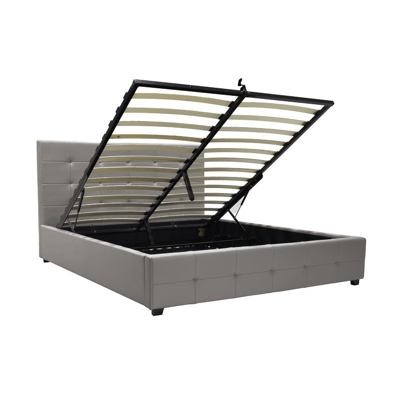 Double bed Roi pu with storage space in grey matte 160x200cm