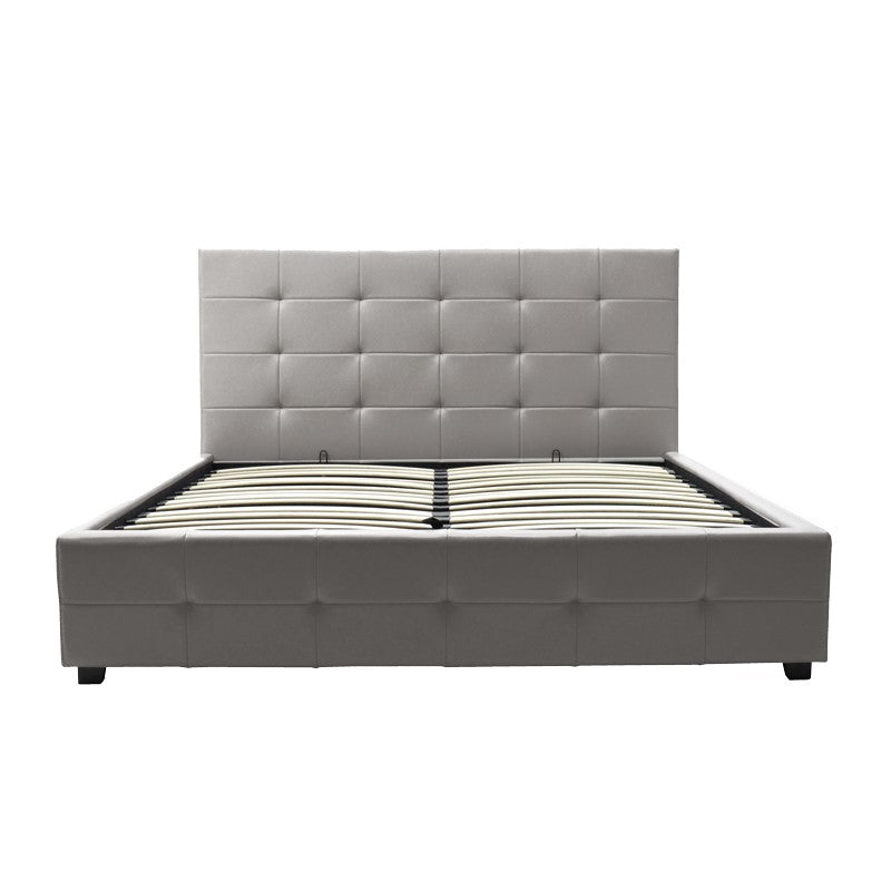 Double bed Roi pu with storage space in grey matte 160x200cm