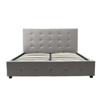 Double bed Roi pu with storage space in grey matte 160x200cm