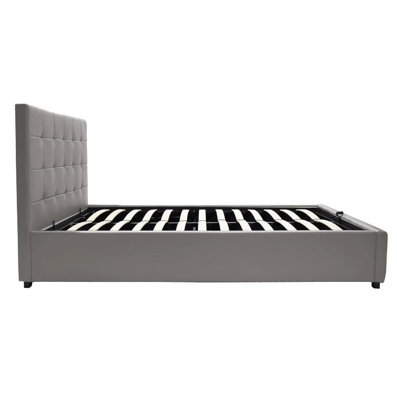 Double bed Roi pu with storage space in grey matte 160x200cm