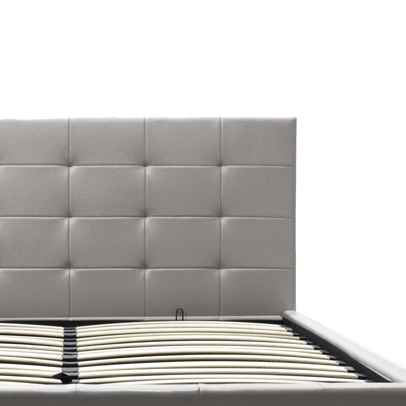 Double bed Roi pu with storage space in grey matte 160x200cm