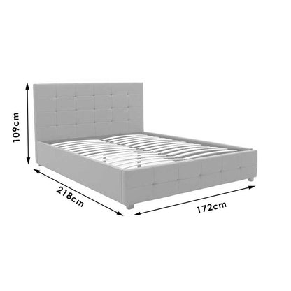 Double bed Roi pakoworld fabric with storage space in ivory color 160x200cm