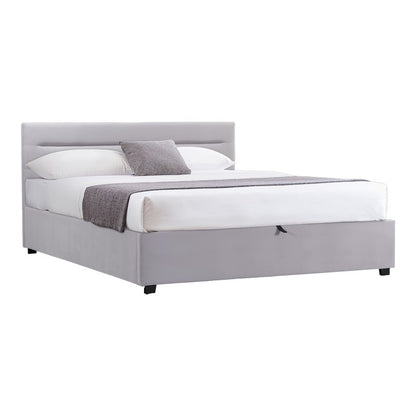 Double bed Molito pakoworld velvet in light grey color with storage160x200cm