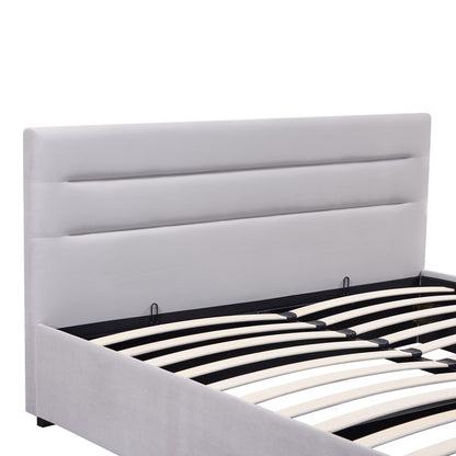 Double bed Molito pakoworld velvet in light grey color with storage160x200cm