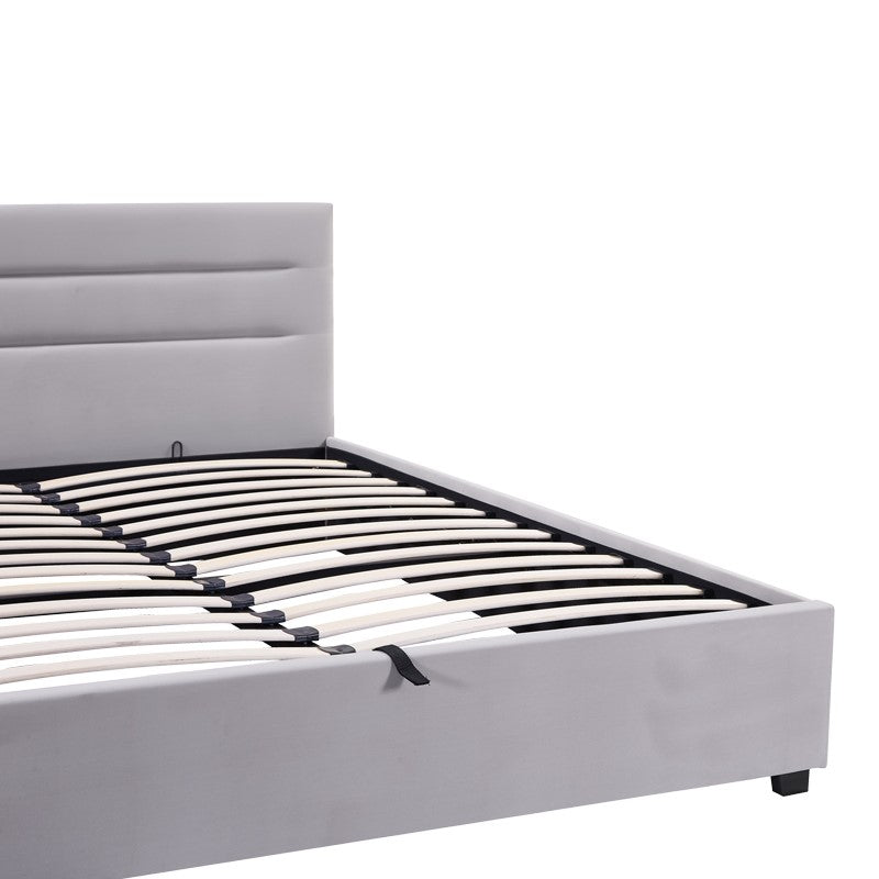 Double bed Molito pakoworld velvet in light grey color with storage160x200cm