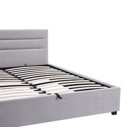 Double bed Molito pakoworld velvet in light grey color with storage160x200cm