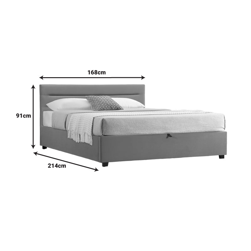 Double bed Molito pakoworld velvet in light grey color with storage160x200cm