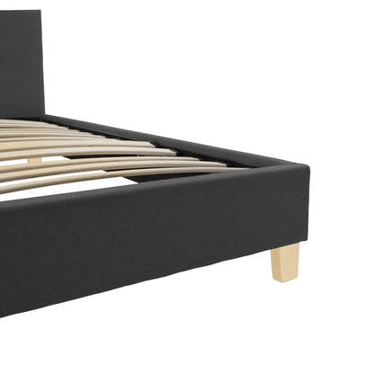 Mago pakoworld bed, anthracite fabric, with natural wooden leg 140x200cm