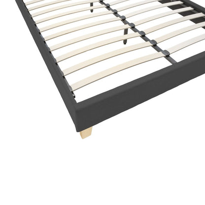 Mago pakoworld bed, anthracite fabric, with natural wooden leg 140x200cm
