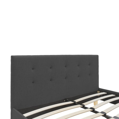 Mago pakoworld bed, anthracite fabric, with natural wooden leg 140x200cm