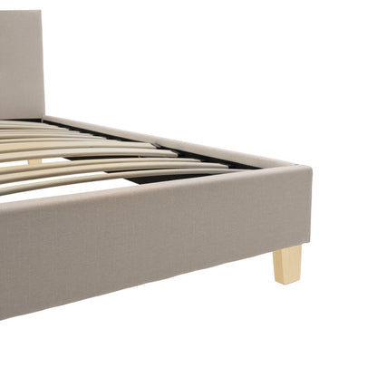Mago pakoworld bed, cream fabric with natural wood leg, 160x200cm