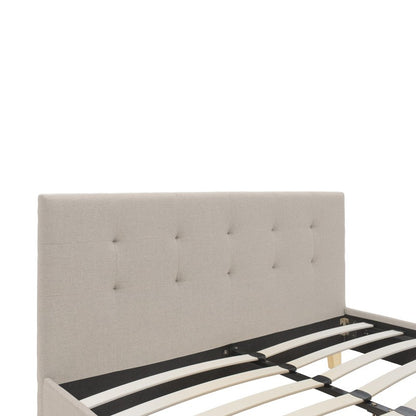 Mago pakoworld bed, cream fabric with natural wood leg, 160x200cm