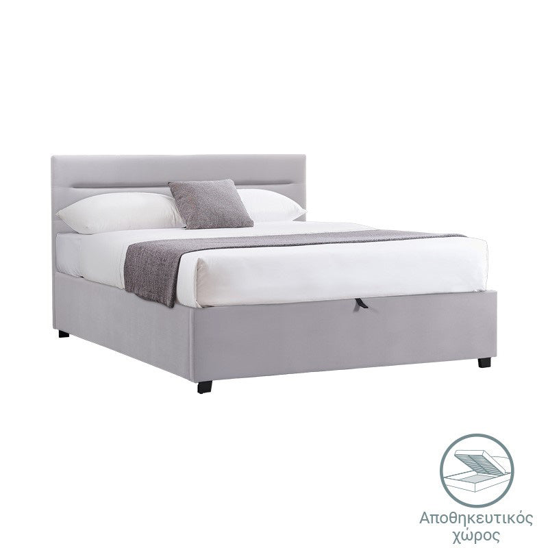 Molito velvet bed in gray shade with storage space 120x200cm