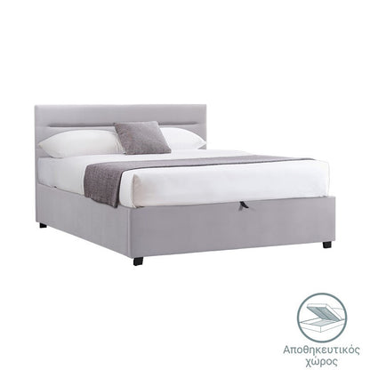 Molito velvet bed in gray shade with storage space 120x200cm