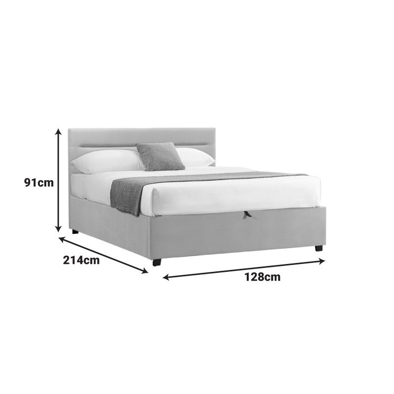 Molito velvet bed in gray shade with storage space 120x200cm