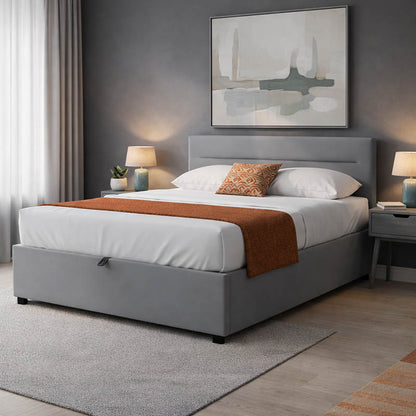 Molito velvet bed in gray shade with storage space 120x200cm