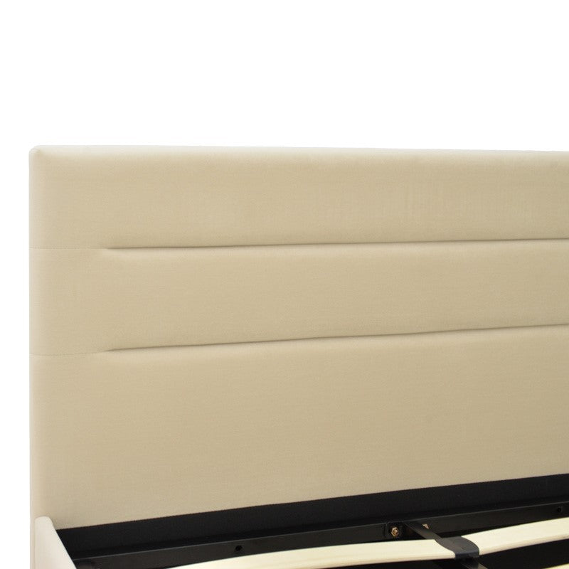 Molito velvet bed in ecru shade with storage space 120x200cm