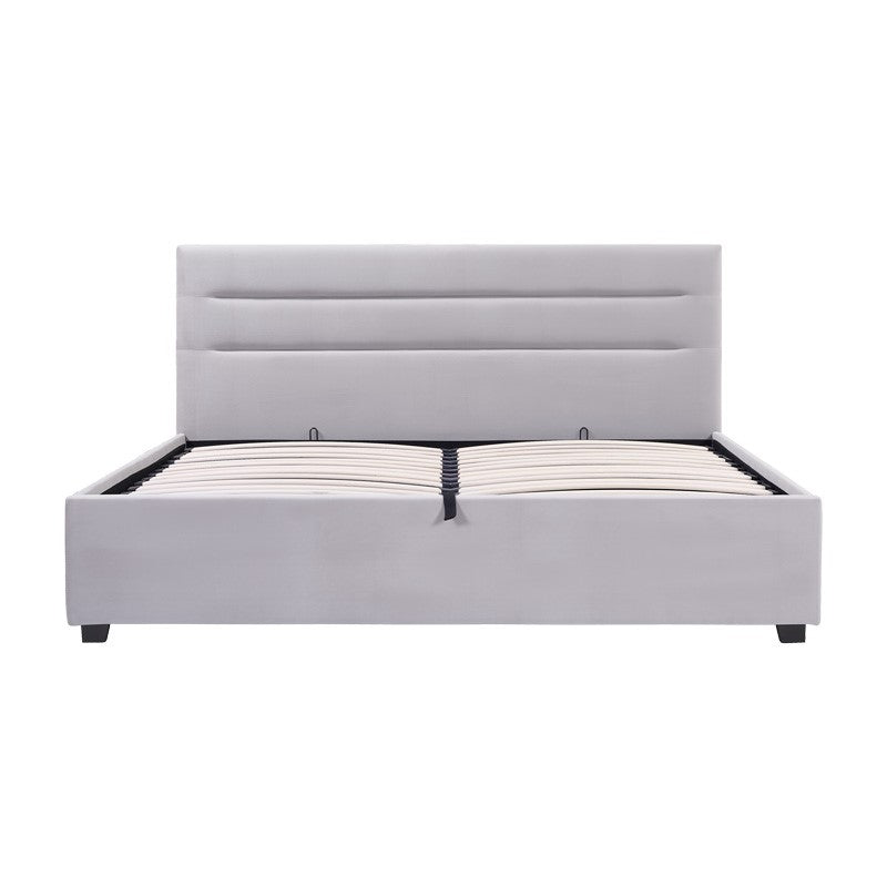 Molito velvet bed in gray shade with storage space 150x200cm