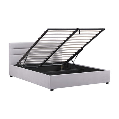 Molito velvet bed in gray shade with storage space 150x200cm