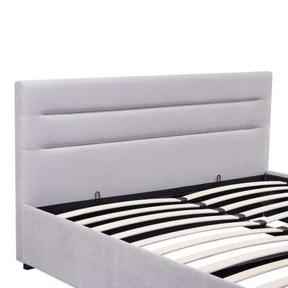 Molito velvet bed in gray shade with storage space 150x200cm