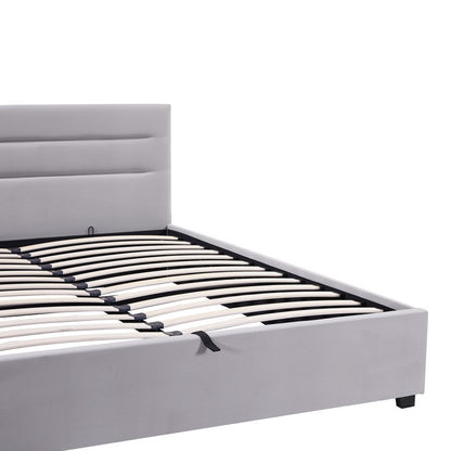 Molito velvet bed in gray shade with storage space 150x200cm